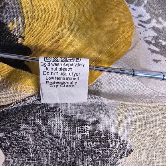 Terzo Millennio Italy Abstract Print Linen Shift Dress Size M Cap Sleeve Pockets - Picture 13 of 13